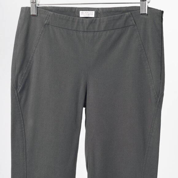 Brunello Cucinelli AW/14 Grey Cotton-Twill Leggings - Picture 3 of 11